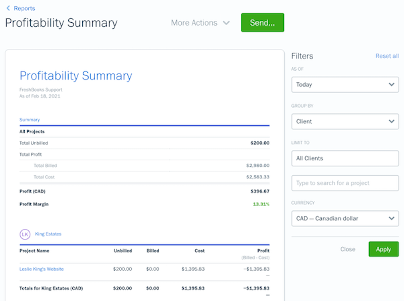 Profitability Summary Report